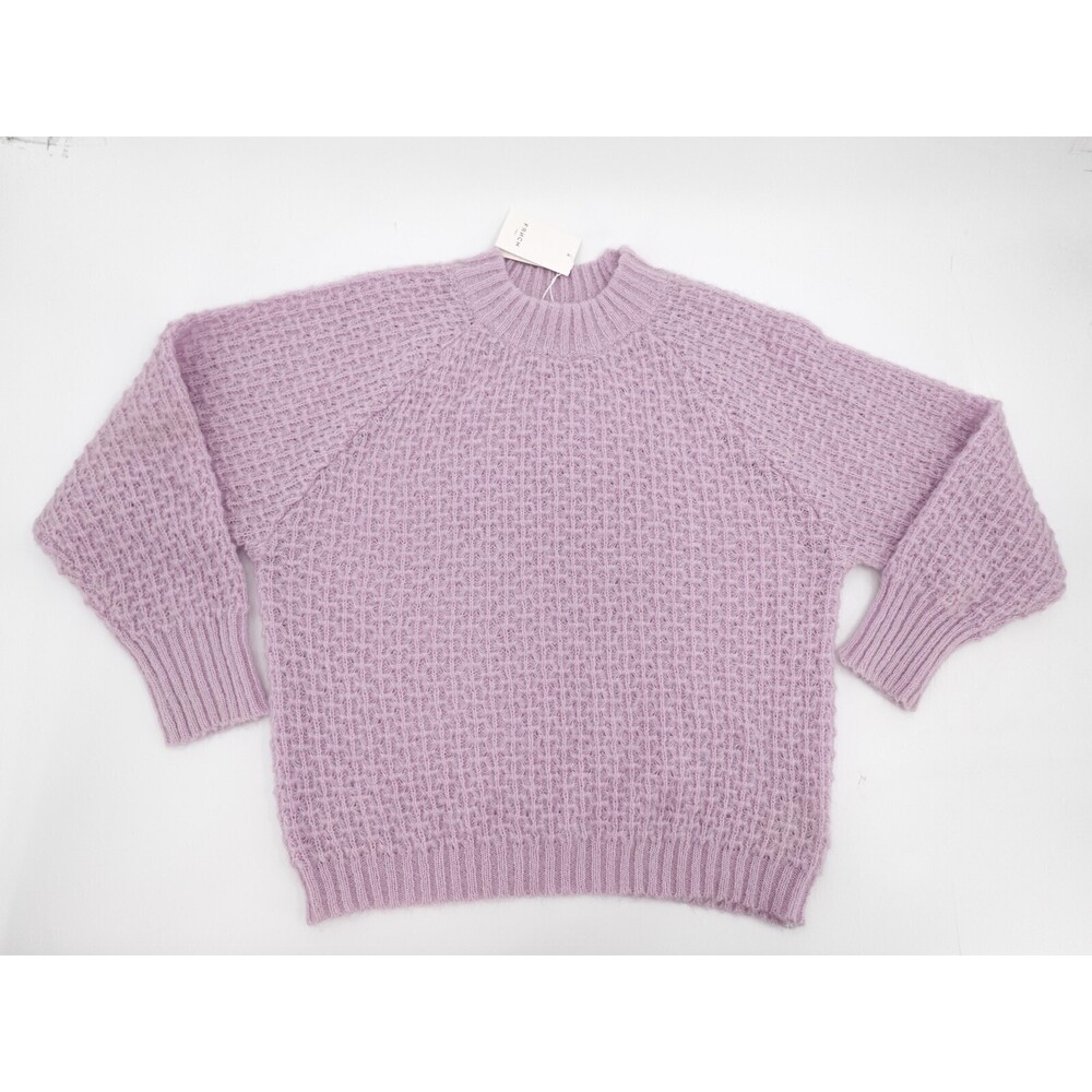 FRNCH Paris Sweater Womens M/L Lavender Textured Knit Mock Neck Open Knit